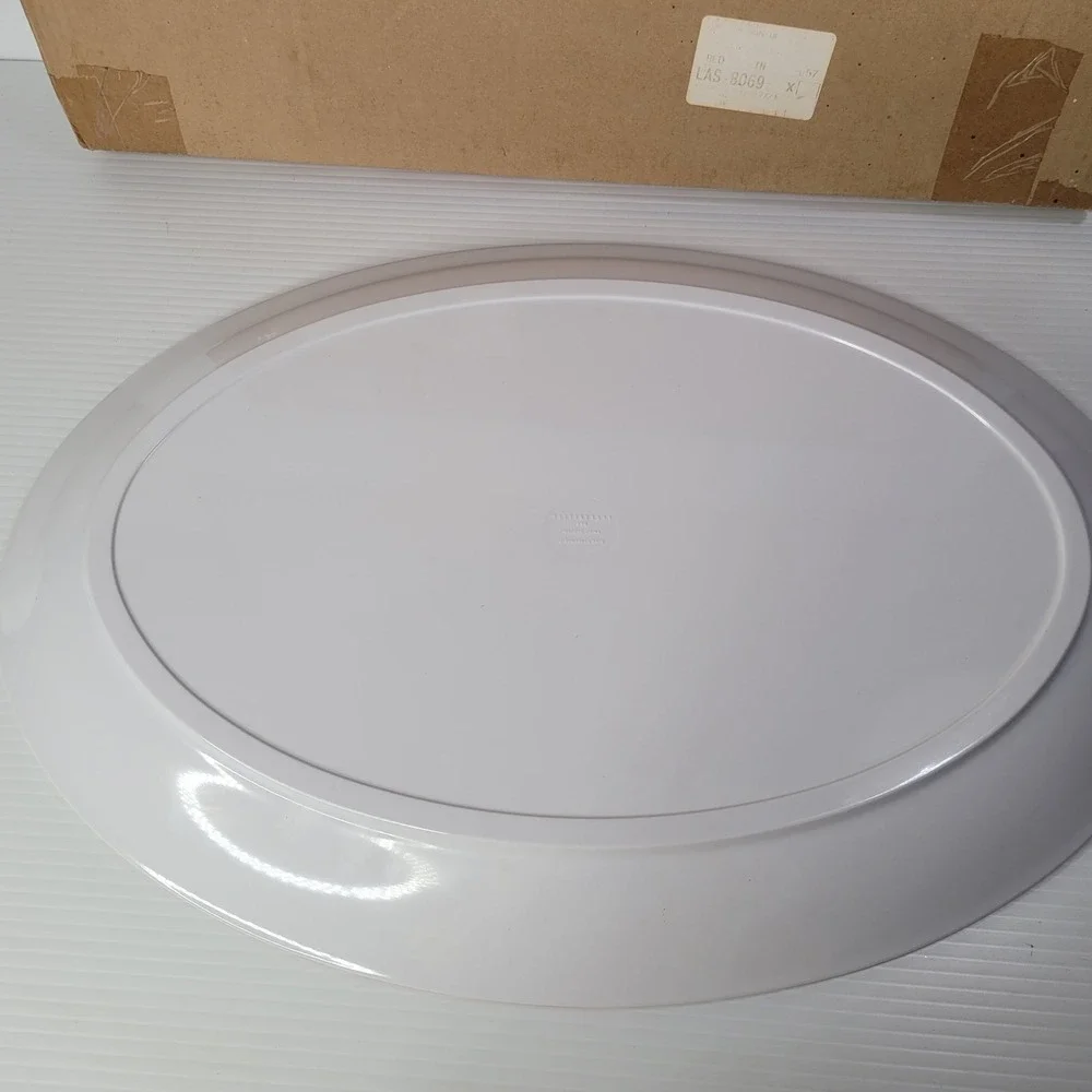 Pottery Barn New Old Stock BBQ Burger Serving Tray Plastic Red White 15x20 w Box